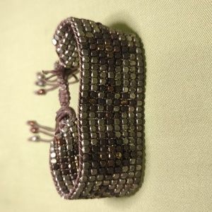 Vintage handwoven glass bead bracelet